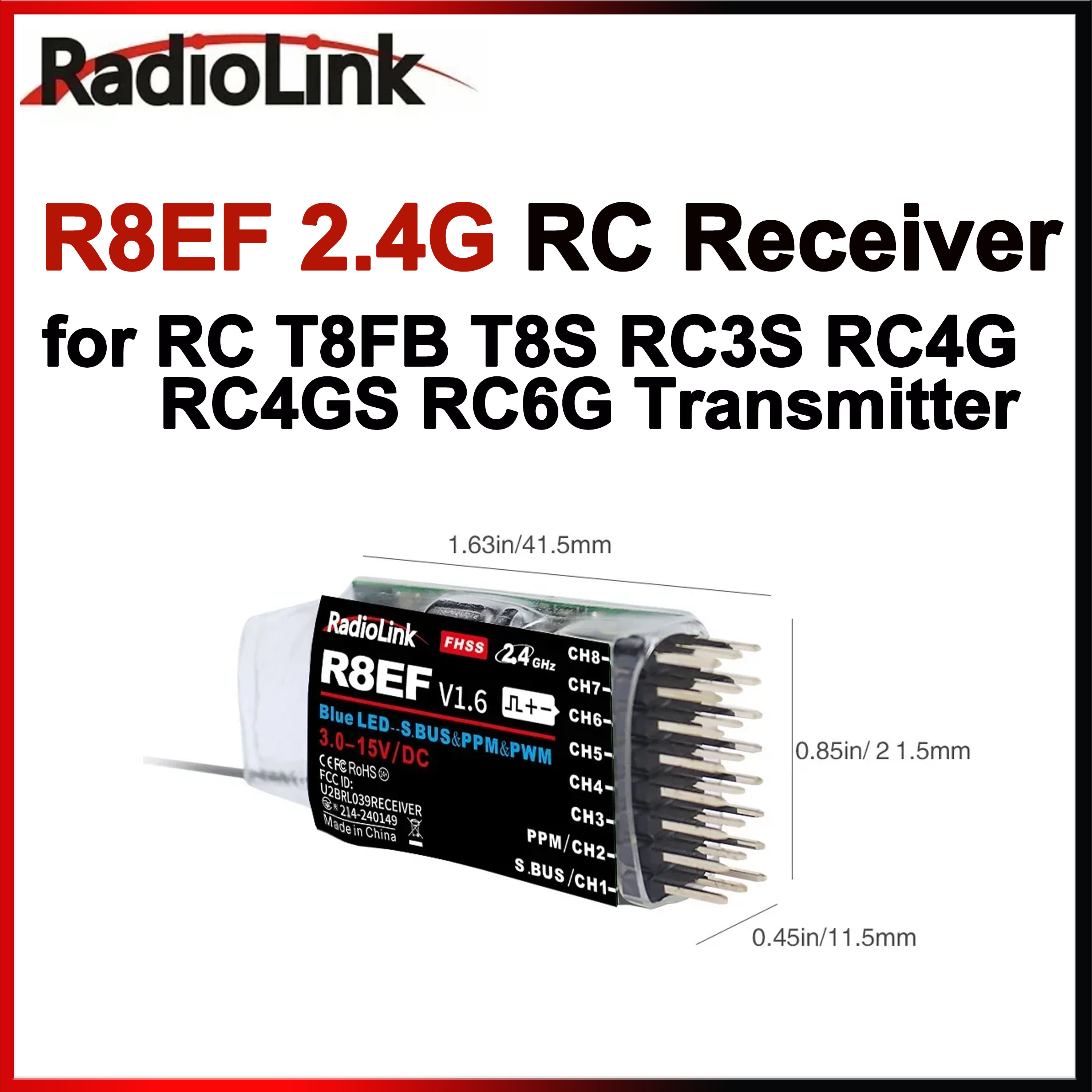 Radiolink R8EF Receiver 2.4G 8 - Receiver Sbus 8Ch avaliação e preço