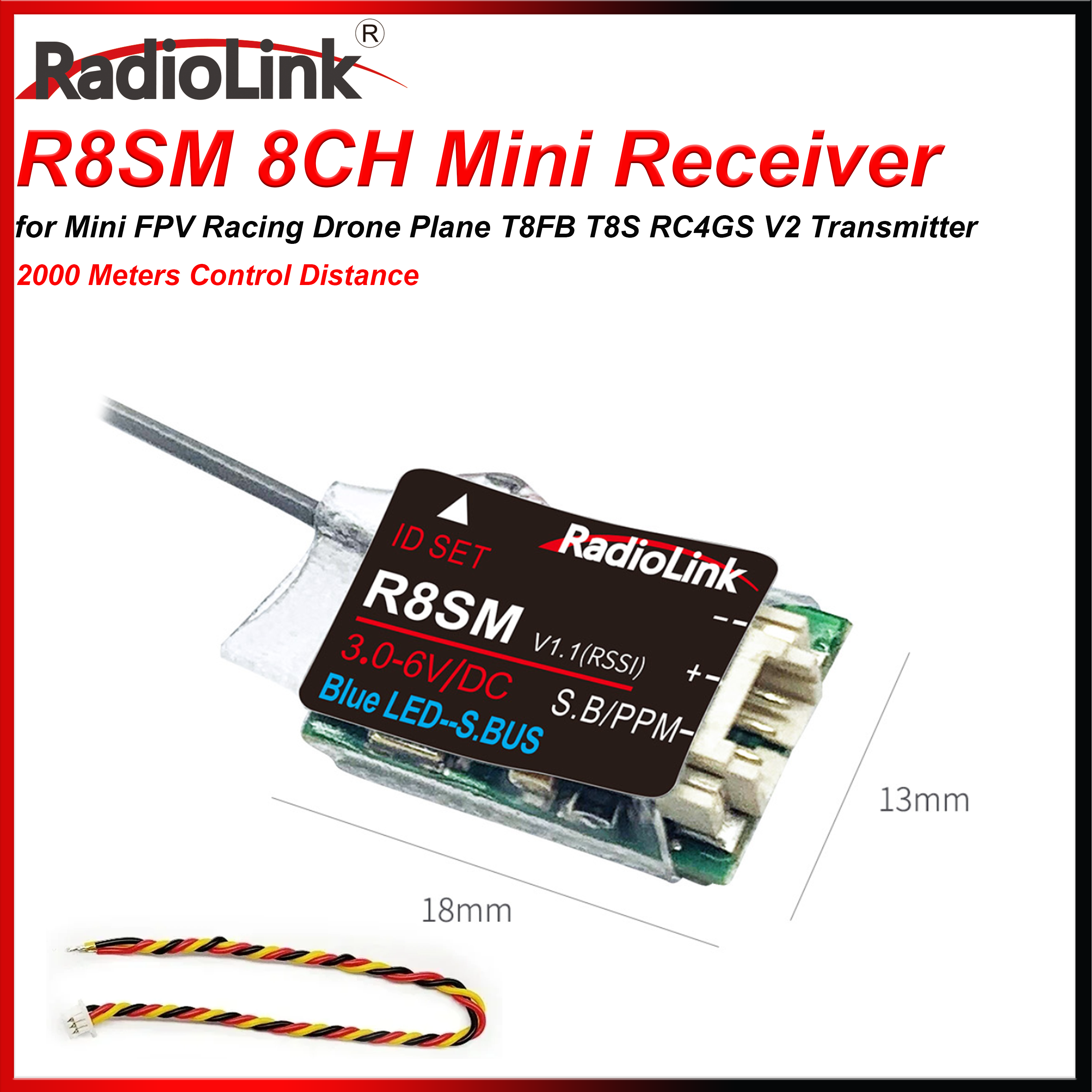 Radiolink R8SM 8 Channels 2.4G - Receiver Sbus 8Ch avaliação e preço